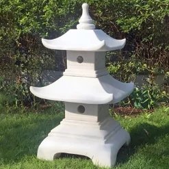 Two Tier Japanese Pagoda Lantern Marble Garden Ornament