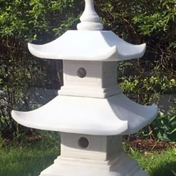 Two Tier Japanese Pagoda Lantern Marble Garden Ornament