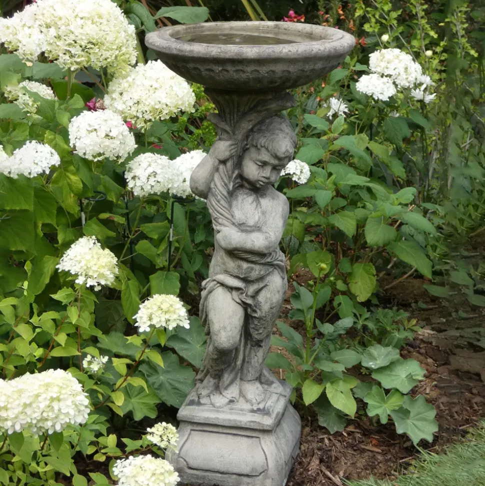 Urchin Design Stone Garden Bird Bath