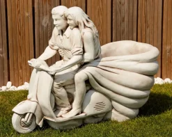 Vespa Lambretta Scooter Stone Garden Planter Ornament