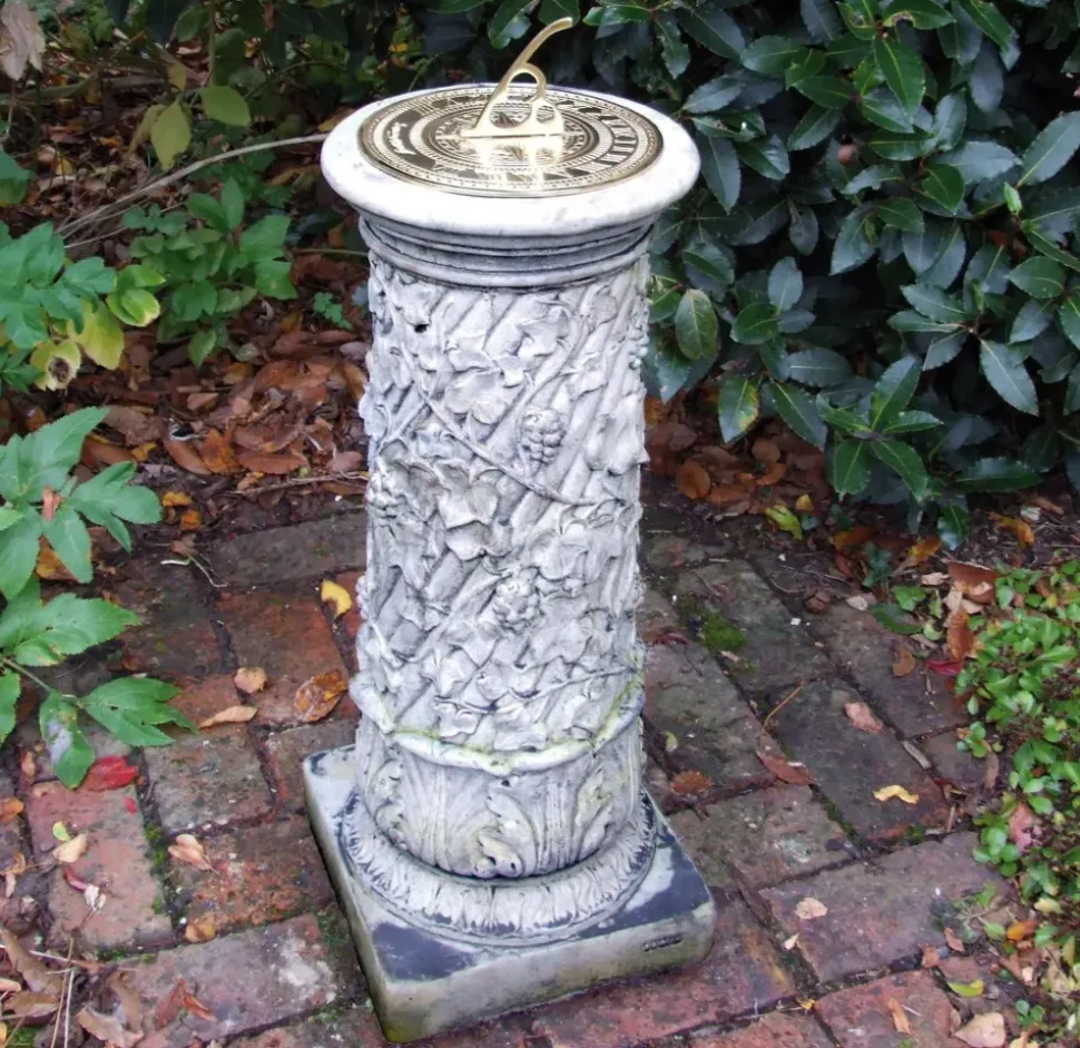 Vine Brass Stone Garden Sun Dial