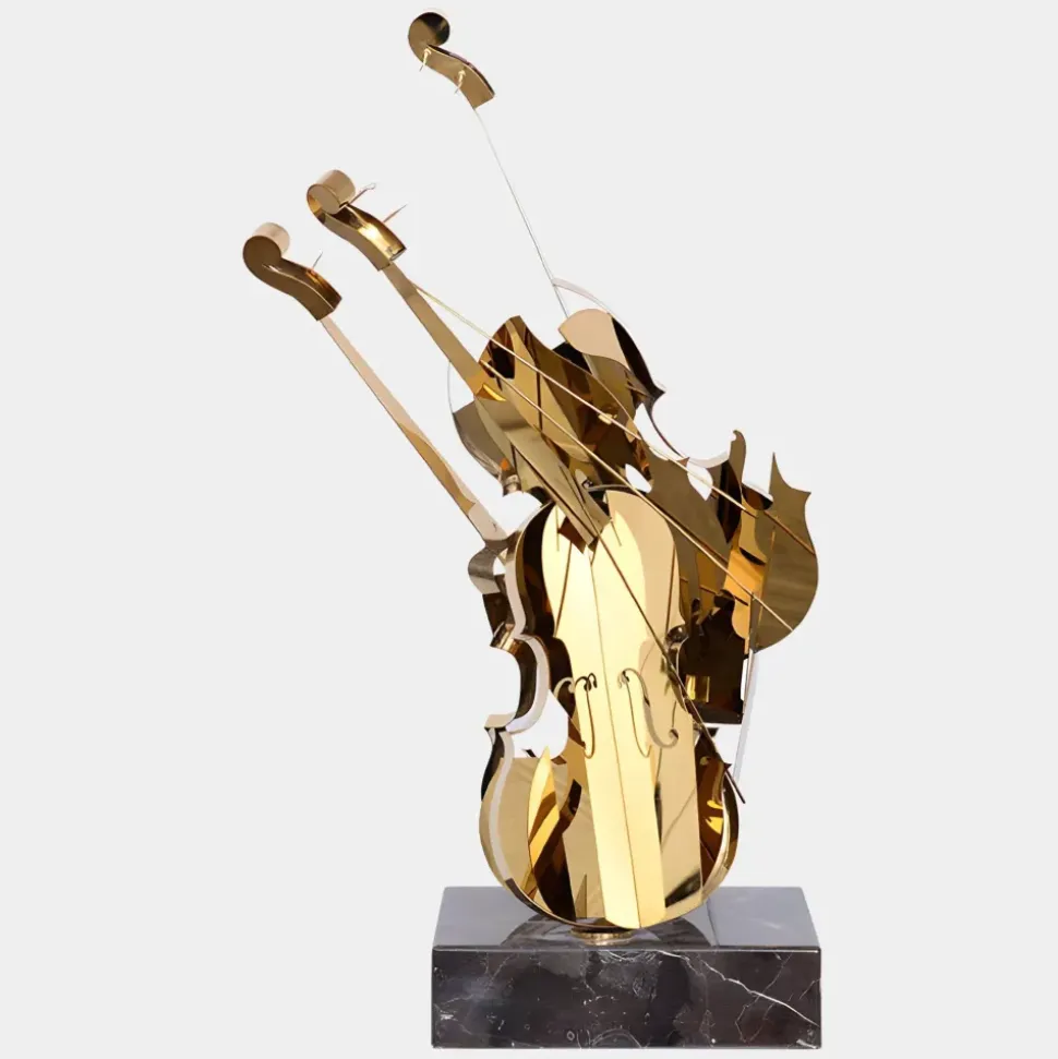 Violin Fusion 80cm Gold Metal Indoor Sculpture