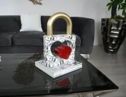 Wealth Padlock 38cm Gold Resin Indoor Sculpture