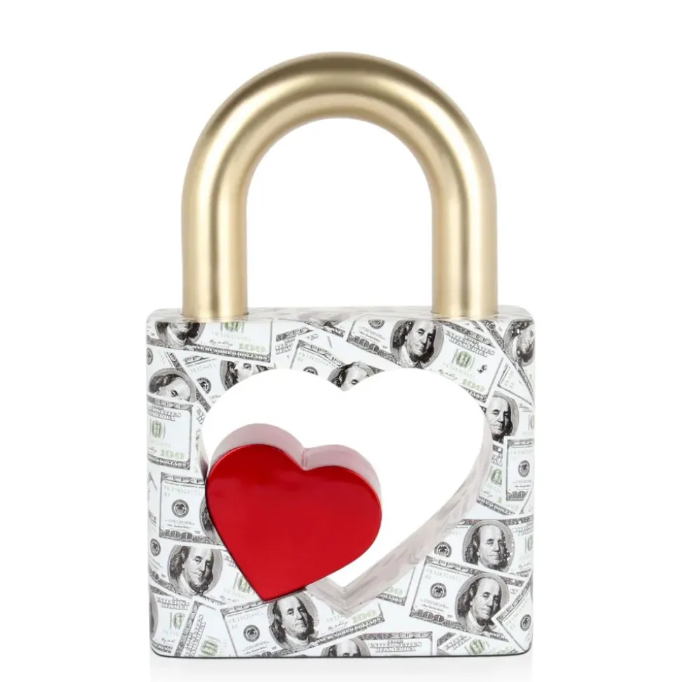 Wealth Padlock 38cm Gold Resin Indoor Sculpture