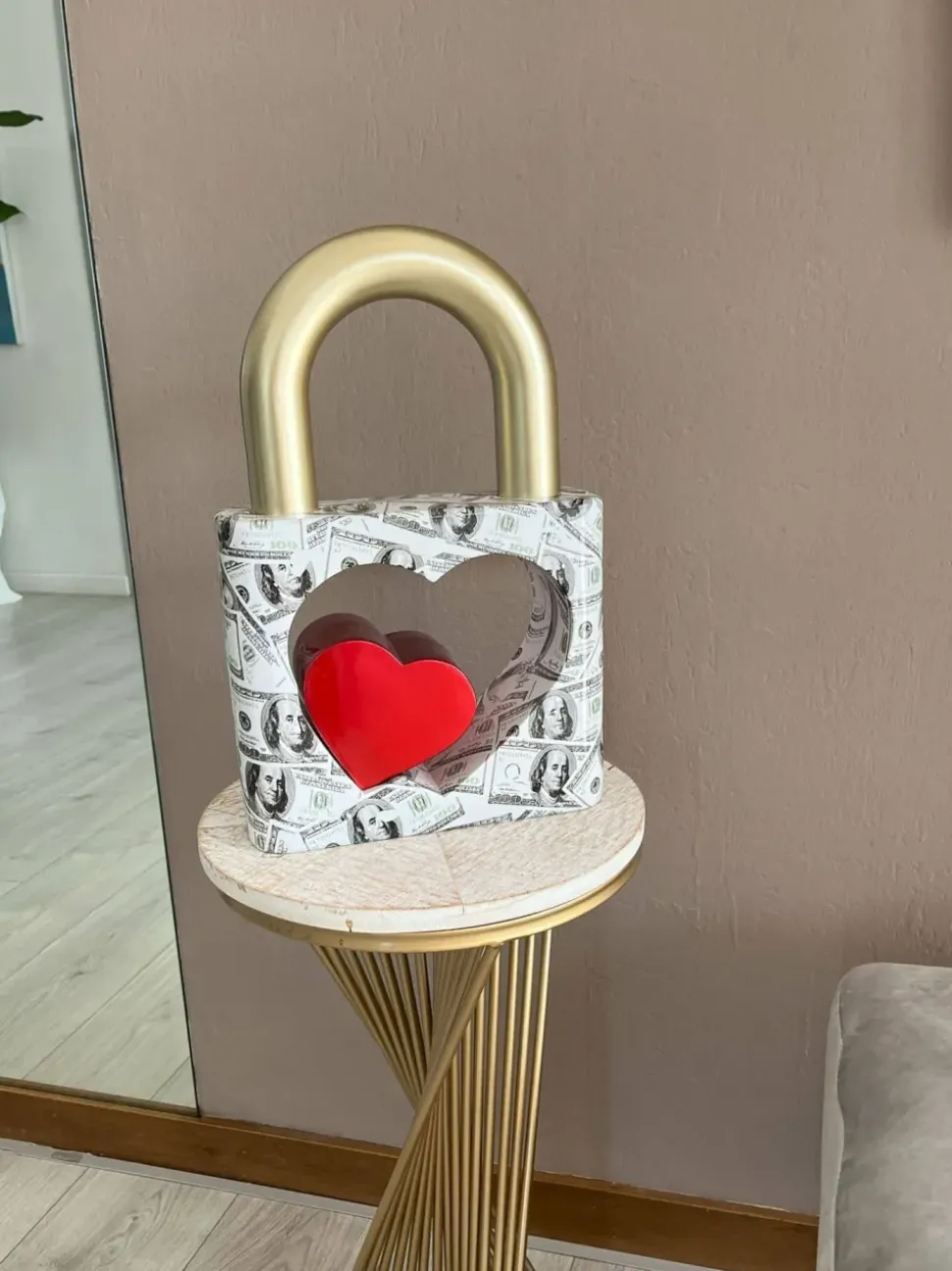 Wealth Padlock 38cm Gold Resin Indoor Sculpture