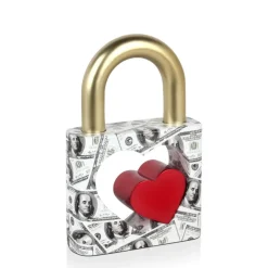 Wealth Padlock 28cm Gold Resin Indoor Sculpture
