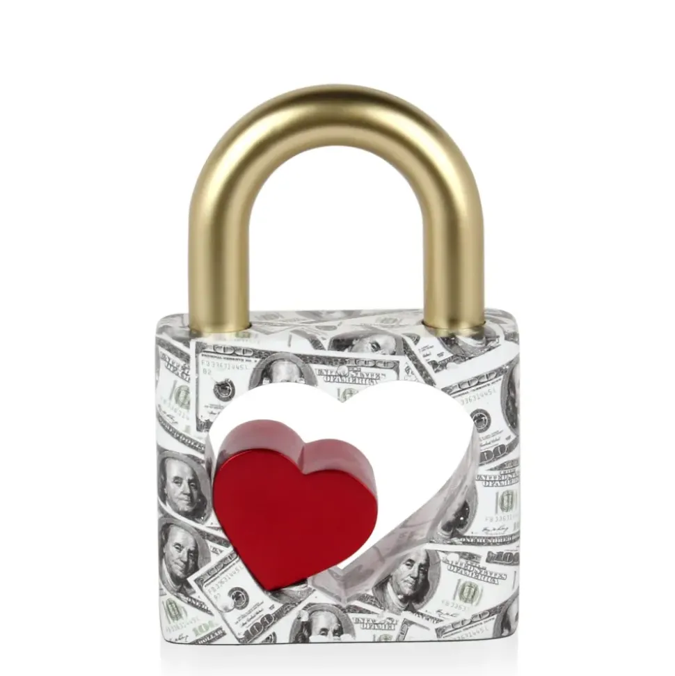 Wealth Padlock 28cm Gold Resin Indoor Sculpture