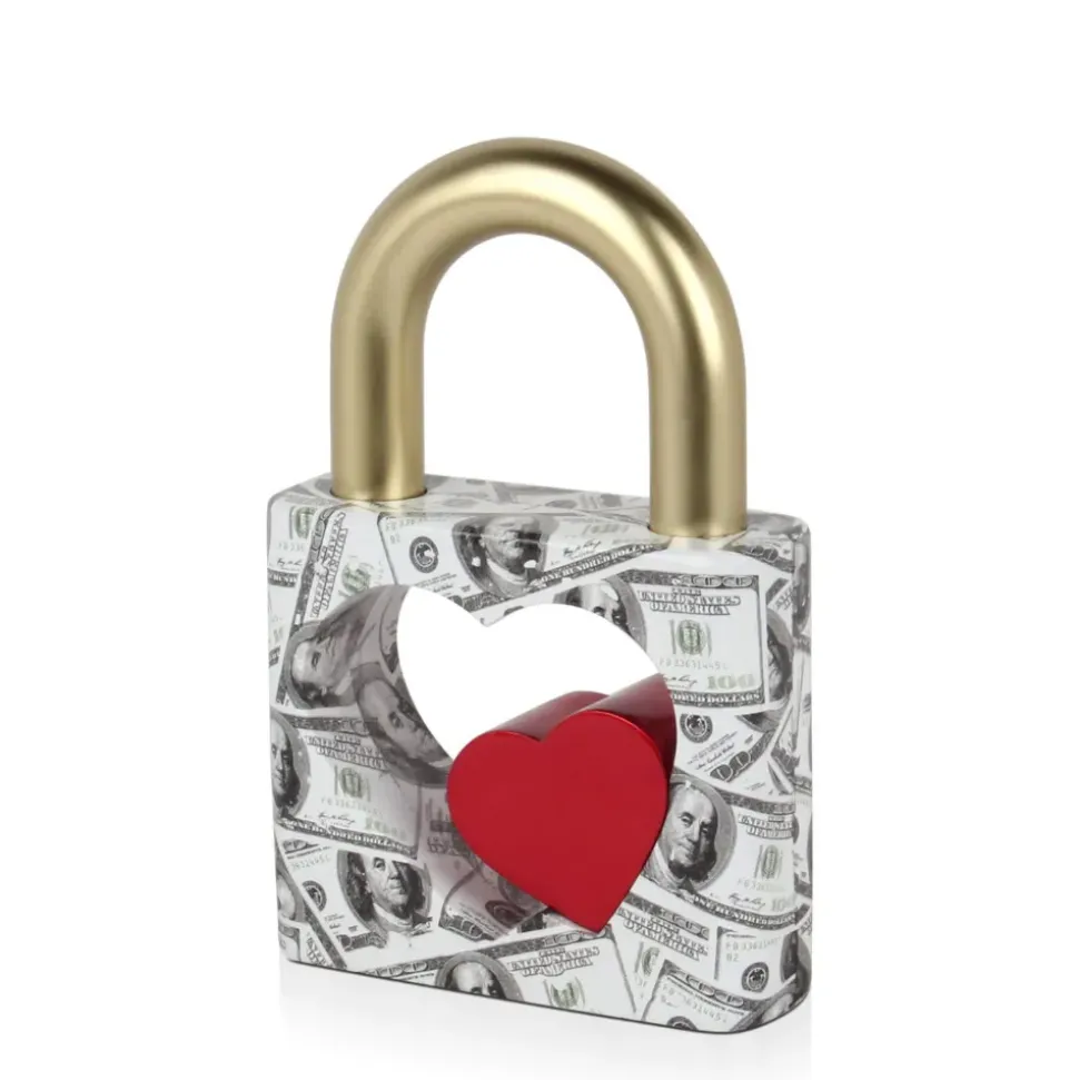 Wealth Padlock 28cm Gold Resin Indoor Sculpture