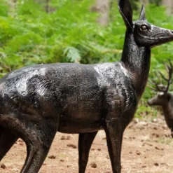 Wild Doe Life-Size 118cm Bronze Metal Garden Statue