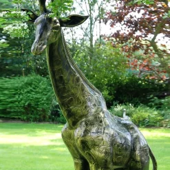 Wild Giraffe 205cm Bronze Metal Garden Statue
