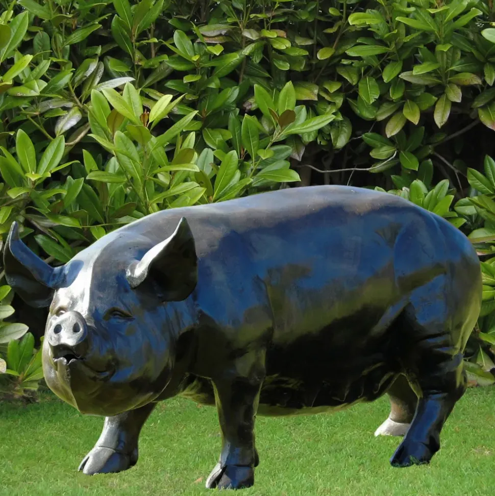 Wild Pig Bronze Metal Garden Statue