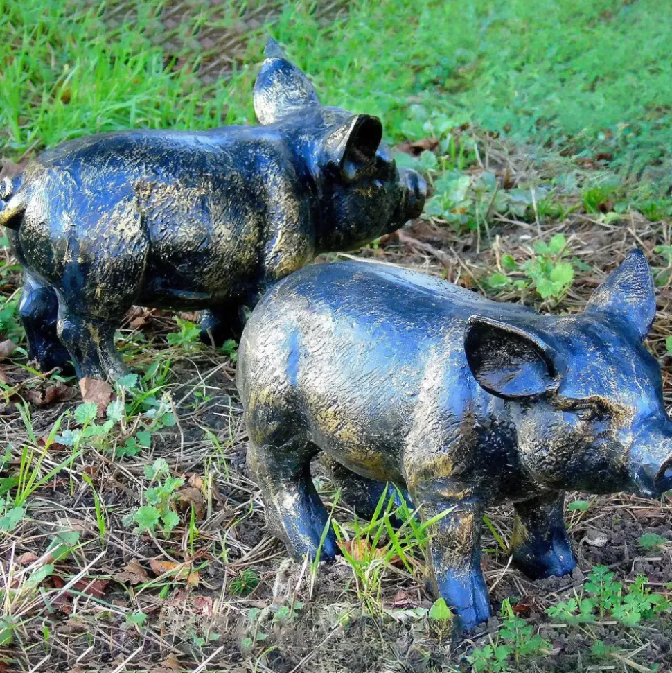 Wild Piglets (Set of 2) Bronze Metal Garden Ornaments