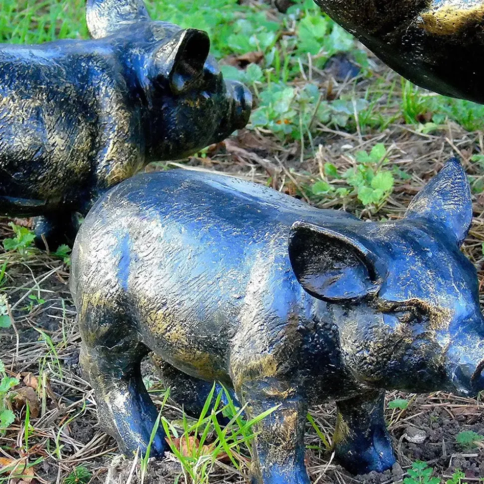 Wild Piglets (Set of 2) Bronze Metal Garden Ornaments