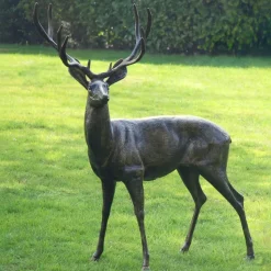Wild Stag Life-Size 148cm Bronze Metal Garden Statue