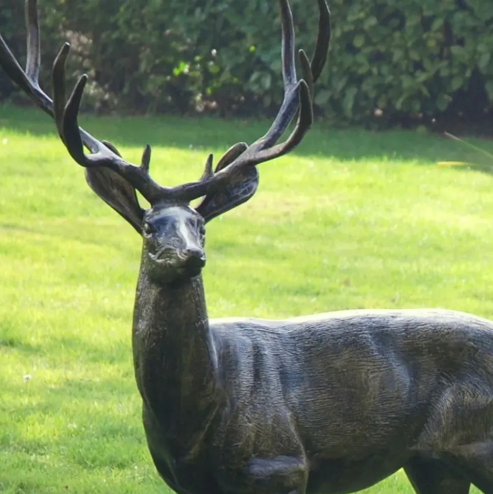 Wild Stag Life-Size 148cm Bronze Metal Garden Statue