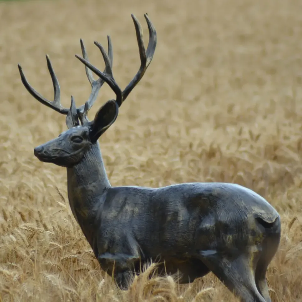 Wild Stag Life-Size 148cm Bronze Metal Garden Statue