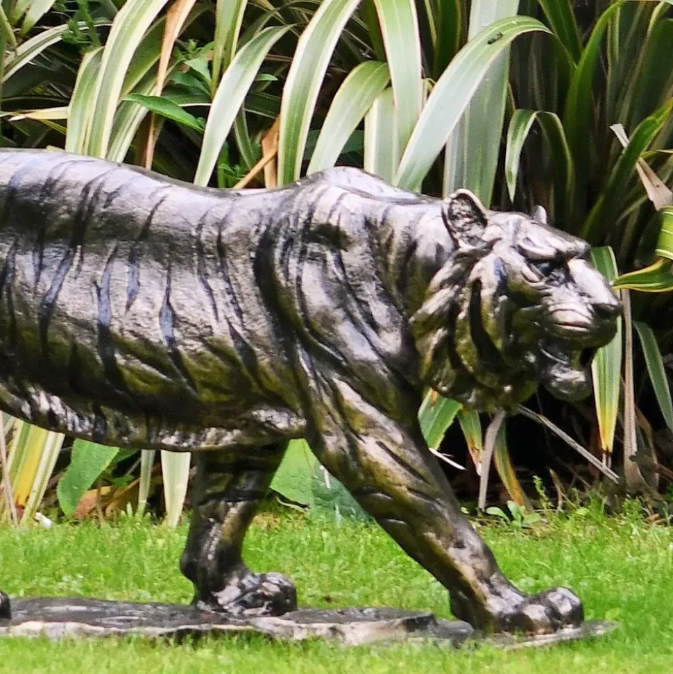 Wild Tiger 51cm Bronze Metal Garden Statue