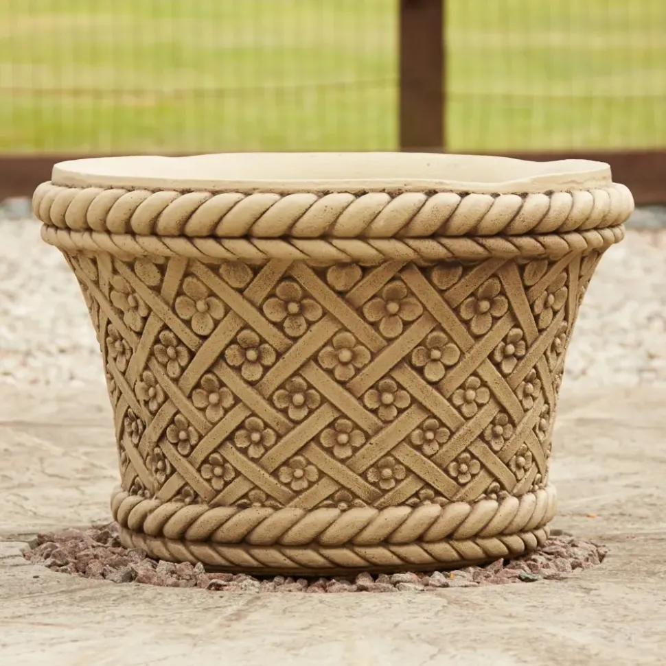 Woven Plant Pot Bathstone Stone Garden Planter