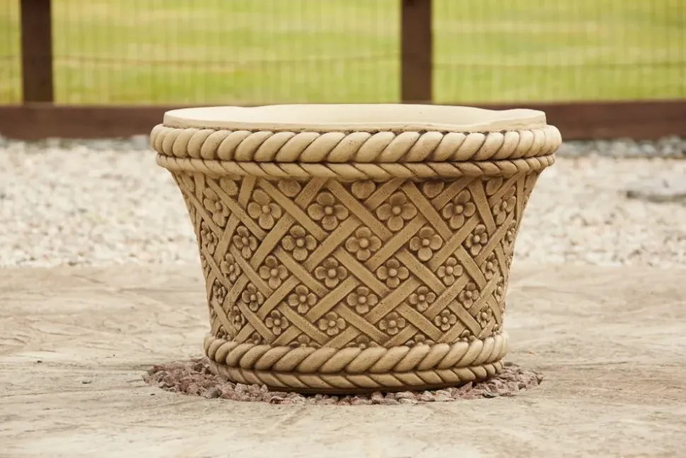 Woven Plant Pot Bathstone Stone Garden Planter