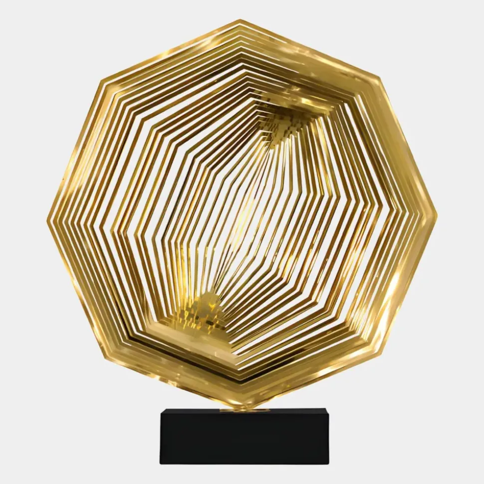 Xenon Grid 70cm Gold Metal Indoor Sculpture
