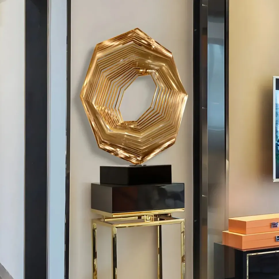 Xenon Grid 70cm Gold Metal Indoor Sculpture
