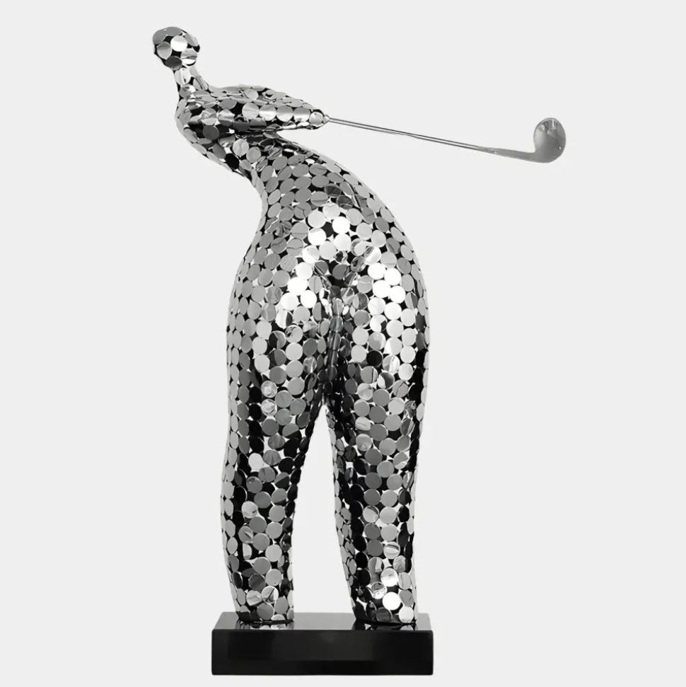 Zen Golf 86cm Silver Metal Indoor Sculpture