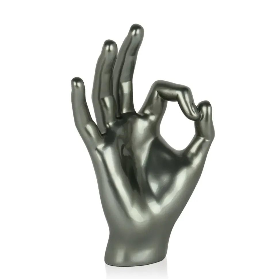 Zen Hand 27cm Anthracite Resin Indoor Sculpture